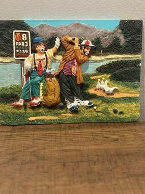 Ron Lee Mini Views Collection Duck Crossing Clown Golf Wall Plaque
